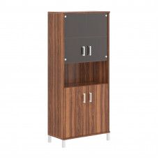 Шкаф высокий с малыми стеклянными и глухими дверьми B 430.10 Орех Даллас 900х450х2054 BORN