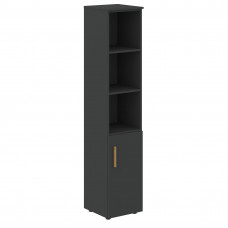 Шкаф колонка с глухой малой дверью (R) и топом FHC 40.5(R) Черный графит/Черный графит 404х429х1983