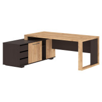 Стол руководителя с тумбой ACT 1916(L) Дуб Бофорд/Венге Магия 1950х1600х750 ALTO