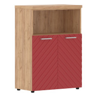 Шкаф с глухими малыми дверьми и топом TLMC 85.3 Красный/Дуб Бофорд Z 854х452х1203 TORR LUX