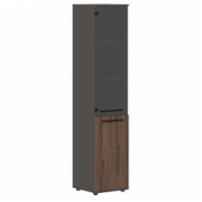 Шкаф высокий узкий EHCS 42.2 Дуб Денвер тёмный/Черный/Мокко 426х430х1967 EDIS
