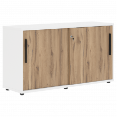 Шкаф низкий с дверьми ELC 1343 Дуб Денвер светлый/Черный/Белый 1346х430х750 EDIS