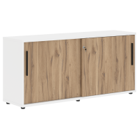 Шкаф низкий с дверьми купе ELC 1643 Дуб Денвер светлый/Черный/Белый 1606х430х750 EDIS