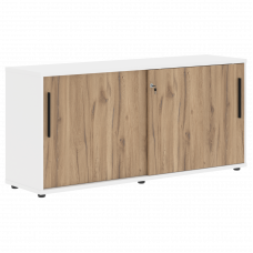 Шкаф низкий с дверьми купе ELC 1643 Дуб Денвер светлый/Черный/Белый 1606х430х750 EDIS