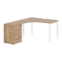 Стол эргономичный с тумбой EUCET 1318(L) Дуб Денвер светлый/Белый 1360х1880х750 EDIS