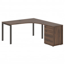 Стол эргономичный с тумбой EUCET 1518(R) Дуб Денвер тёмный/Мокко 1560х1880х750 EDIS