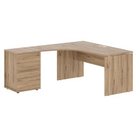 Стол эргономичный с тумбой EDCET 1518(L) Дуб Денвер светлый/Белый 1560х1880х750 EDIS