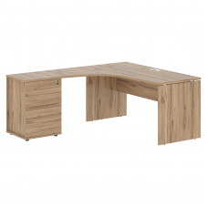 Стол эргономичный с тумбой EDCET 1518(L) Дуб Денвер светлый/Белый 1560х1880х750 EDIS