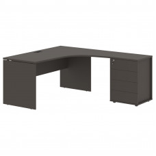 Стол эргономичный с тумбой EDCET 1518(R) Мокко/Черный 1560х1880х750 EDIS