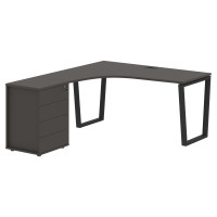 Стол эргономичный с тумбой EVCET 1518(L) Мокко/Черный 1560х1880х750 EDIS