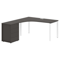 Стол эргономичный с тумбой EUCET 1518(L) Мокко/Белый 1560х1880х750 EDIS