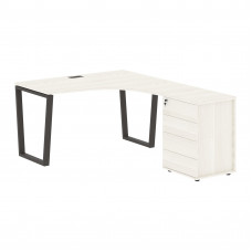 Стол эргономичный с тумбой EVCET 1318(R) Ясень Траун/Мокко 1360х1880х750 EDIS