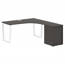 Стол эргономичный с тумбой EVCET 1518(R) Мокко/Белый 1560х1880х750 EDIS