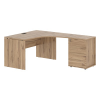 Стол эргономичный с тумбой EDCET 1318(R) Дуб Денвер светлый/Черный 1360х1880х750 EDIS