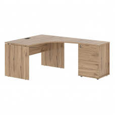 Стол эргономичный с тумбой EDCET 1318(R) Дуб Денвер светлый/Черный 1360х1880х750 EDIS