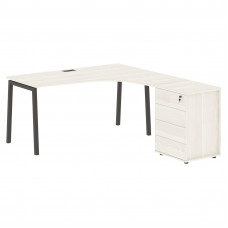 Стол эргономичный с тумбой ELCET 1518(R) Ясень Траун/Мокко 1560х1880х750 EDIS