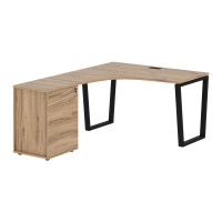Стол эргономичный с тумбой EVCET 1318(L) Дуб Денвер светлый/Черный 1360х1880х750 EDIS