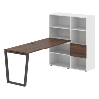 Стол-стеллаж EVRST 1117 Дуб Денвер тёмный/Мокко/Белый 2190х1120х1355 EDIS