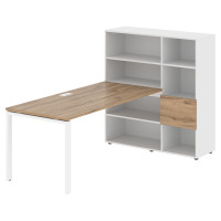 Стол-стеллаж EURST 1217 Дуб Денвер светлый/Белый/Белый 2190х1250х1355 EDIS