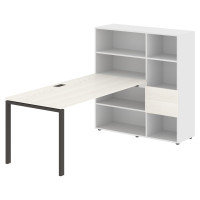 Стол-стеллаж EURST 1217 Ясень Траун/Мокко/Белый 2190х1250х1355 EDIS