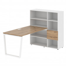 Стол-стеллаж EVRST 1215 Дуб Денвер светлый/Белый/Белый 1990х1250х1355 EDIS