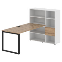 Стол-стеллаж EQRST 1217 Дуб Денвер светлый/Черный/Белый 2190х1250х1355 EDIS