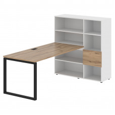 Стол-стеллаж EQRST 1217 Дуб Денвер светлый/Черный/Белый 2190х1250х1355 EDIS