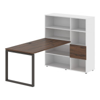 Стол-стеллаж EQRST 1215 Дуб Денвер тёмный/Мокко/Белый 1990х1250х1355 EDIS