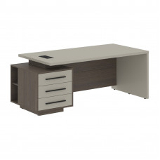 Стол руководителя с тумбой VCT 2090(L) Аметист/Черный матовый/Дуб Сильвер 2000х900х750 VELION