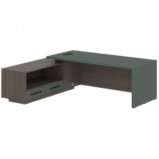 Стол руководителя с тумбой VCT 2319(L) Нефрит/Черный матовый/Дуб Сильвер 2300х1900х750 VELION