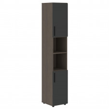 Шкаф высокий узкий VHCS 40.4 Яшма черный/Дуб Сильвер 400х430х2253 VELION