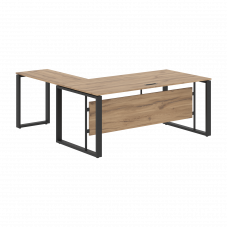 Стол руководителя угловой ECT 1819 Дуб Денвер светлый/Антрацит 1800х1900х750 ENIO