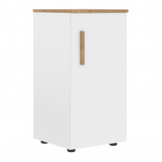 Шкаф колонка с глухой малой дверью (R) и топом FLC 40.1(R) Белый премиум/Дуб Гамильтон 404х429х818