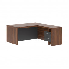 Стол руководителя с тумбой приставной ZCT 1619H.A(R) Антрацит/Орех Даллас 1600х1900х750 ZENN