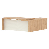 Стол руководителя TLCT 2020(L) Дуб Бофорд Z/Латте 2000х2000х750 TORR LUX