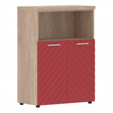 Шкаф с глухими малыми дверьми и топом TLMC 85.3 Красный/Дуб Каньон Z 856х450х1203 TORR LUX