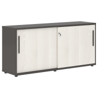 Шкаф низкий с дверьми купе ELC 1643 Ясень Траун/Мокко/Мокко 1606х430х750 EDIS