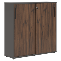 Шкаф средний с дверьми купе EMC 1343 Дуб Денвер тёмный/Черный/Мокко 1346х430х1355 EDIS