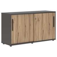 Шкаф низкий с дверьми ELC 1343 Дуб Денвер светлый/Черный/Мокко 1346х430х750 EDIS