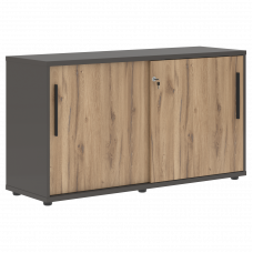 Шкаф низкий с дверьми ELC 1343 Дуб Денвер светлый/Черный/Мокко 1346х430х750 EDIS