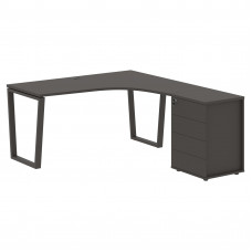 Стол эргономичный с тумбой EVCET 1518(R) Мокко/Мокко 1560х1880х750 EDIS