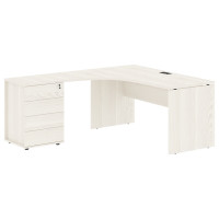 Стол эргономичный с тумбой EDCET 1518(L) Ясень Траун/Черный 1560х1880х750 EDIS