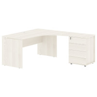 Стол эргономичный с тумбой EDCET 1518(R) Ясень Траун/Белый 1560х1880х750 EDIS