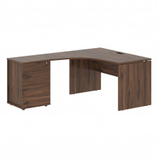 Стол эргономичный с тумбой EDCET 1318(L) Дуб Денвер тёмный/Черный 1360х1880х750 EDIS