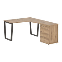 Стол эргономичный с тумбой EVCET 1318(R) Дуб Денвер светлый/Мокко 1360х1880х750 EDIS