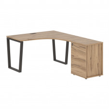 Стол эргономичный с тумбой EVCET 1318(R) Дуб Денвер светлый/Мокко 1360х1880х750 EDIS