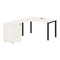 Стол эргономичный с тумбой EUCET 1318(L) Ясень Траун/Черный 1360х1880х750 EDIS