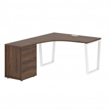 Стол эргономичный с тумбой EVCET 1318(L) Дуб Денвер тёмный/Белый 1360х1880х750 EDIS