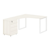 Стол эргономичный с тумбой EQCET 1318(L) Ясень Траун/Белый 1360х1880х750 EDIS