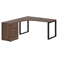 Стол эргономичный с тумбой EQCET 1518(L) Дуб Денвер тёмный/Черный 1560х1880х750 EDIS